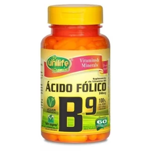 Vitamina B9 Acido Folico 500mg 60 Caps Unilife